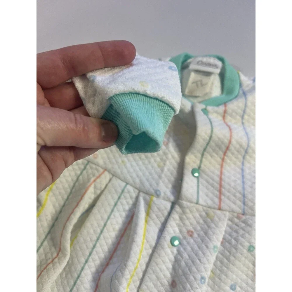 Vintage Carter’s Quilted Baby Sleeper One-Piece Pastel Stripe Footed - Picture 9 of 12